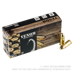1000 Rounds of 9mm Ammo by Venom - 115gr FMJ