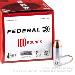 1000 Rounds of .45 ACP Ammo by Federal Champion (Aluminum) - 230gr FMJ