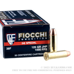 50 Rounds of .38 Spl Ammo by Fiocchi - 125gr SJHP
