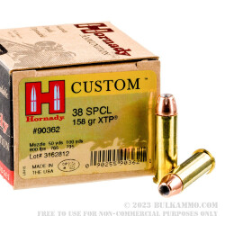 250 Rounds of .38 Spl Ammo by Hornady - 158gr JHP