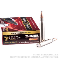 20 Rounds of 25-06 Remington Ammo by Federal - 117gr SPBT