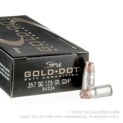 1000 Rounds of .357 SIG Ammo by Speer LE Gold Dot - 125gr HP