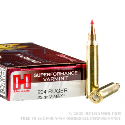 20 Rounds of .204 Ruger Ammo by Hornady - 32gr Vmax