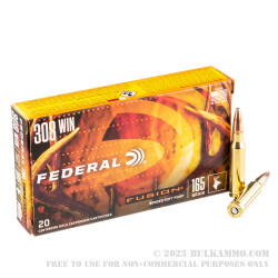 20 Rounds of .308 Win Ammo by Federal - 165gr Fusion