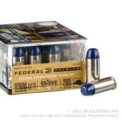 20 Rounds of 10mm Ammo by Federal Solid Core - 200gr Syntech Jacketed Hard Cast