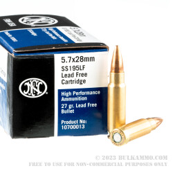 500 Rounds of 5.7x28mm Ammo by FN Herstal - 27gr JHP SS195LF