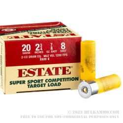 250 Rounds of 20ga Ammo by Estate Super Sport Competition Target - 7/8 ounce #8 shot