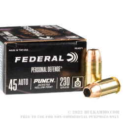 20 Rounds of .45 ACP Ammo by Federal Punch - 230gr JHP