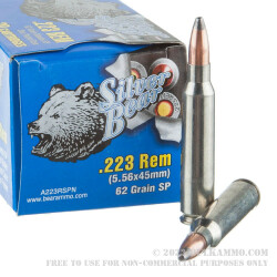 500  Rounds of .223 Ammo by Silver Bear - 62gr SP