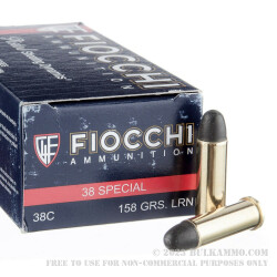 1000 Rounds of .38 Spl Ammo by Fiocchi - 158gr LRN