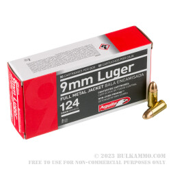 50 Rounds of 9mm Ammo by Aguila - 124gr FMJ