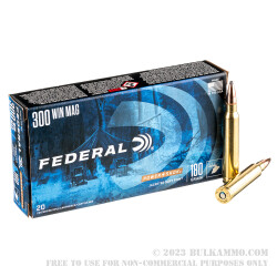 20 Rounds of .300 Win Mag Ammo by Federal - 180gr SP
