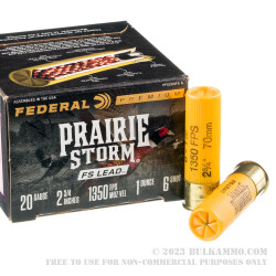 25 Rounds of 20ga Ammo by Federal Prairie Storm FS Lead - 1 ounce #6 shot