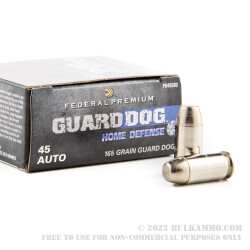 20 Rounds of .45 ACP Ammo by Federal  Guard Dog - 165gr EFMJ