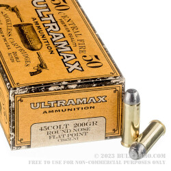 50 Rounds of .45 Long-Colt Ammo by Ultramax - 200gr RNFP