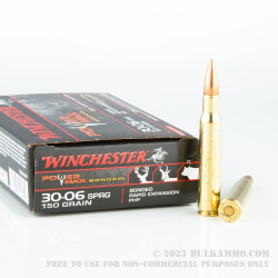 20 Rounds of 30-06 Springfield Ammo by Winchester - 150gr HP