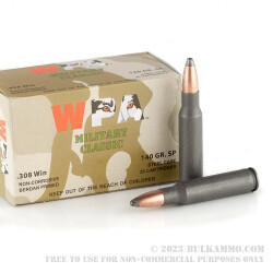 20 Rounds of .308 Win Ammo by Wolf WPA - 140gr SP