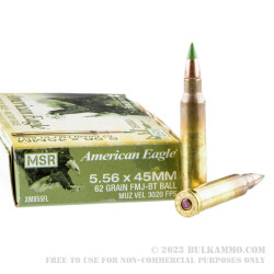 20 Rounds of 5.56x45 Ammo by Federal American Eagle - 62gr FMJ