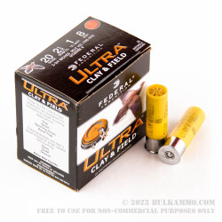 250 Rounds of 20ga Ammo by Federal Ultra Clay & Field - 2-3/4" 1 ounce #8 shot