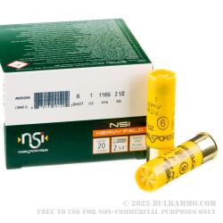 250 Rounds of 20ga Ammo by NobelSport Heavy Field - 1 ounce #6 shot