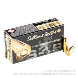 50 Rounds of 9mm Ammo by Sellier & Bellot Subsonic - 150gr FMJ