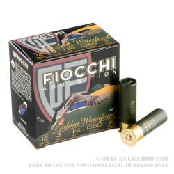 25 Rounds of 12ga Ammo by Fiocchi - 3" 1 1/4 ounce #2 Steel Shot