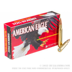 20 Rounds of 30-06 Springfield Ammo by Federal American Eagle - 150gr FMJBT