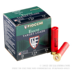 250 Rounds of 28ga Ammo by Fiocchi - 3/4 ounce #8 shot