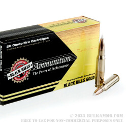20 Rounds of .308 Win Ammo by Black Hills Gold Ammunition - 180gr Polymer Tipped