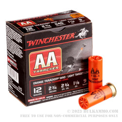 25 Rounds of 12ga Ammo by Winchester TrAAcker Orange - 2-3/4" 1-1/8 ounce #9 shot