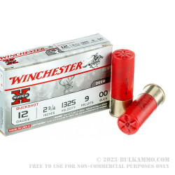5 Rounds of 12ga Ammo by Winchester Super X-  00 Buck