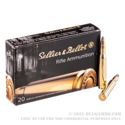 20 Rounds of 30-06 Springfield Ammo by Sellier & Bellot - 180gr SPCE