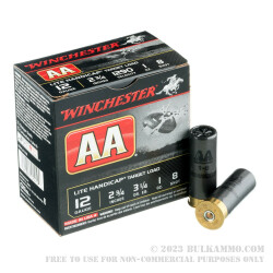 25 Rounds of 12ga 2-3/4" Ammo by Winchester AA Lite Handicap - 1 ounce #8 shot