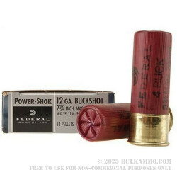 250 Rounds of 12ga Ammo by Federal -  #4 Buck