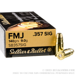 50 Rounds of .357 SIG Ammo by Sellier & Bellot - 140gr FMJ