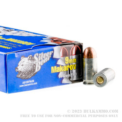 50 Rounds of 9x18mm Makarov Ammo by Silver Bear - 94gr FMJ