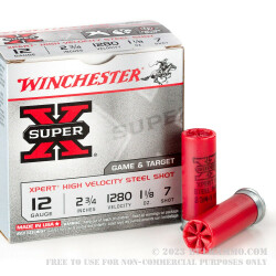 250 Rounds of 12ga Ammo by Winchester - 1 1/8 ounce #7 Shot (Steel)