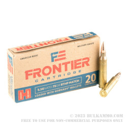 500 Rounds of 5.56x45 Ammo by Hornady Frontier - 75gr HPBT Match