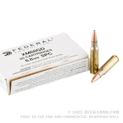20 Rounds of 6.8 SPC Ammo by Federal - 90gr Bonded Soft Point