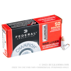 1000 Rounds of 9mm Ammo by Federal Champion (Aluminum) - 115gr FMJ