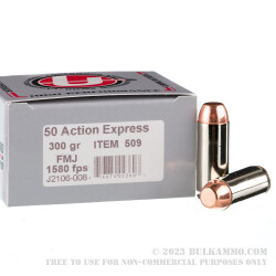 20 Rounds of .50 AE Ammo by Underwood - 300gr FMJ