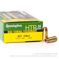 50 Rounds of .40 S&W Ammo by Remington HTP - 155gr JHP