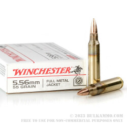20 Rounds of 5.56x45 Ammo by Winchester - 55gr FMJ