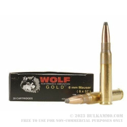 20 Rounds of 8 mm Mauser Ammo by Wolf - 196gr SP