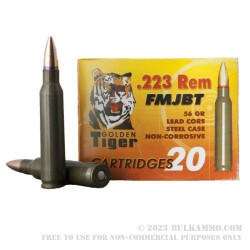 20 Rounds of .223 Ammo by Golden Tiger - 56gr FMJBT