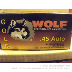 50 Rounds of .45 ACP Ammo by Wolf - 185gr JHP