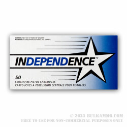 50 Rounds of .380 ACP Ammo by Independence - 90gr FMJ