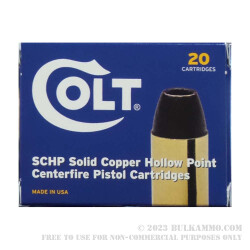 20 Rounds of .45 ACP Ammo by Colt - 185gr SCHP
