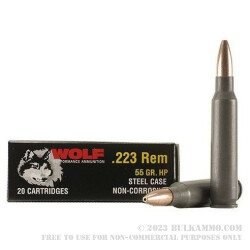 1000 Rounds of .223 Ammo by Wolf - 55gr HP