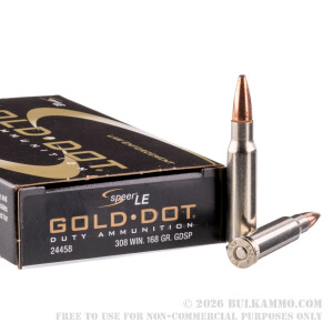 500 Rounds of .308 Win Ammo by Speer Gold Dot - 168gr Bonded SP review
